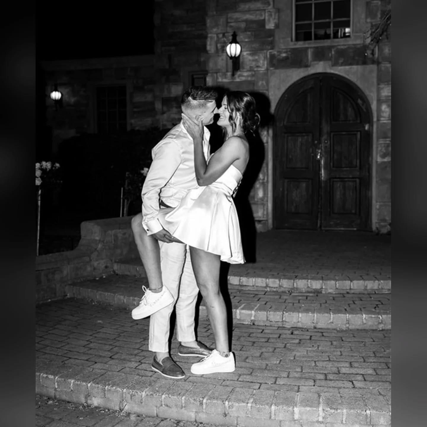 Couple embracing at night — Melbourne wedding photo and film
