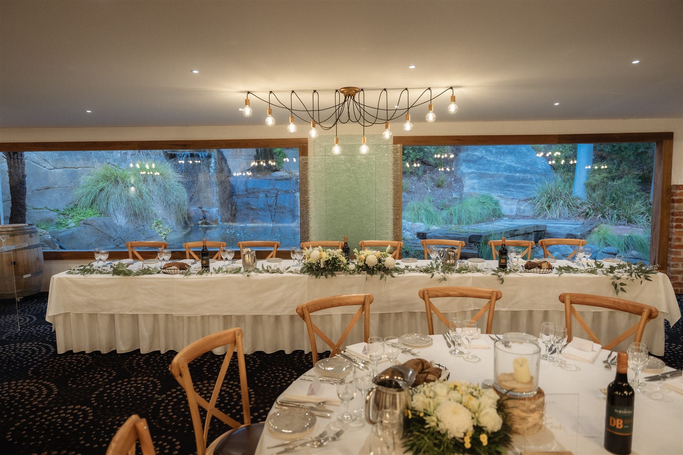 Wedding reception room at Potters Receptions in Warrandyte